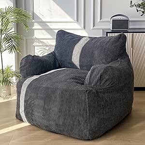 MAXYOYO Oversized Bean Bag Chair for Adults, 2-Seater Loveseat Sofa, Bean Bag Couch with Filler Giant Living Room Bean Bag Chair with Pocket, Big Lazy Sofa Accent Chair for Gaming, Reading, Beige Loveseat Beige