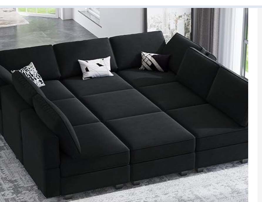 (incomplete)Carton B: Long Seat Frame & Long Back Frame & Bed Frame & Back Cushions Black