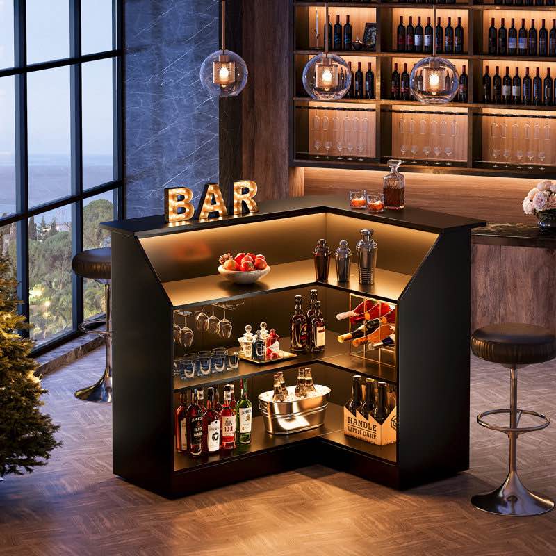 l shaped bar cabinet  4 tier home bar table