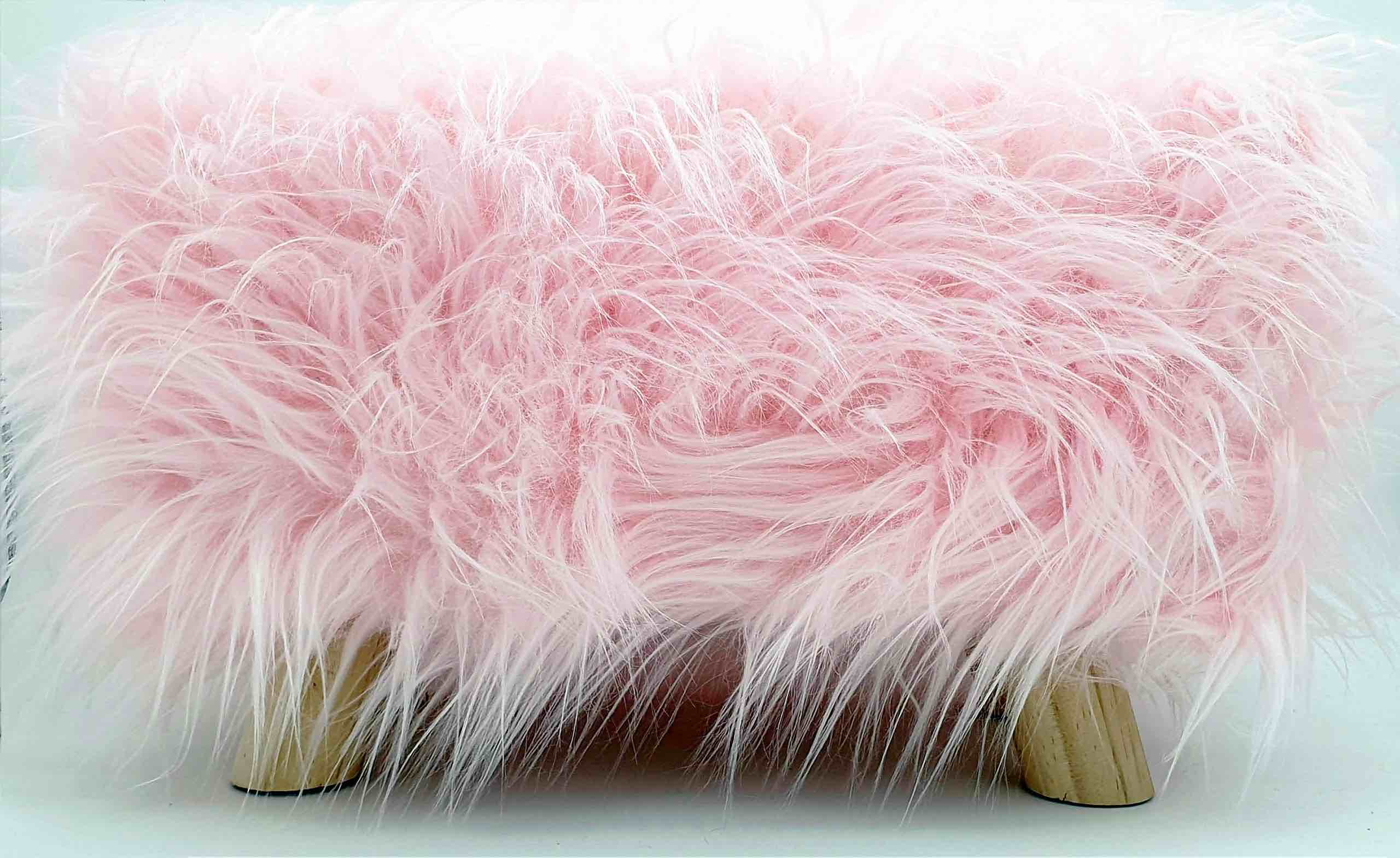 Stool Pouffe Shaggy Faux Fur Foot Bench Ottoman Modern Padded Wooden RECTANGLE