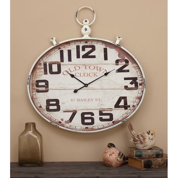 White Metal Pocket watch Style Decorative Wall Clock 