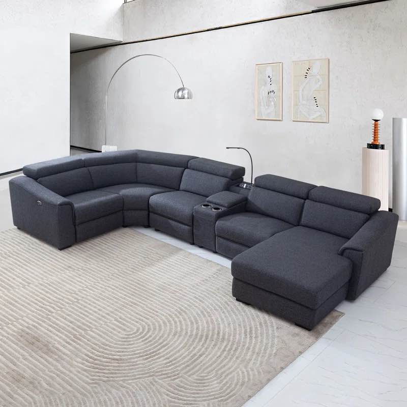 6 pcs modern reclining sectional with adjustable headrest