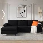 black velvet L shaped sectional 2 piece couch 