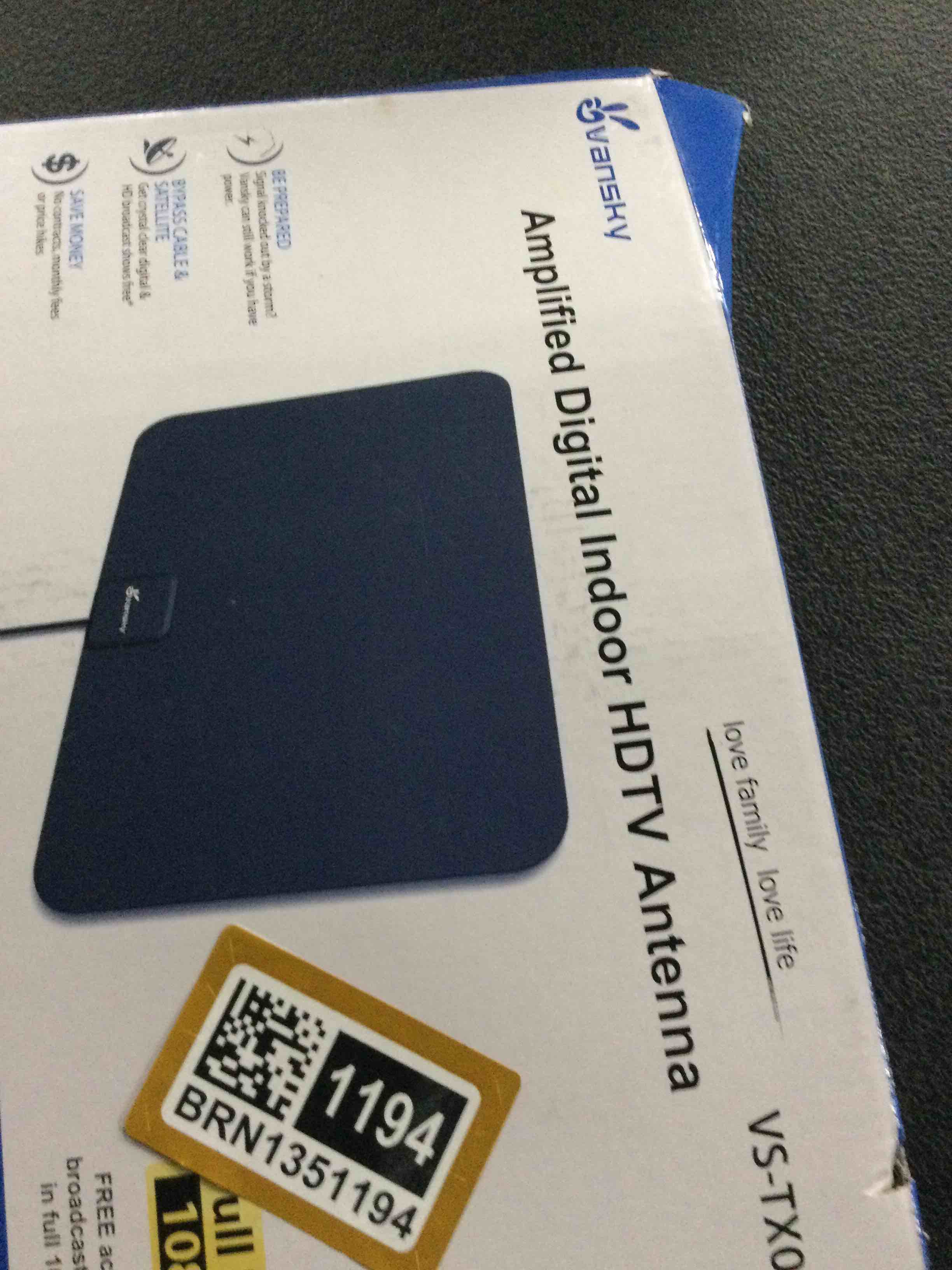 TV Antenna Indoor, Digital Amplified Indoor HDTV Antenna, 1080p VHF UHF Television Local Channels Detachable Signal Amplifier and 16.5ft Long Coax Cable