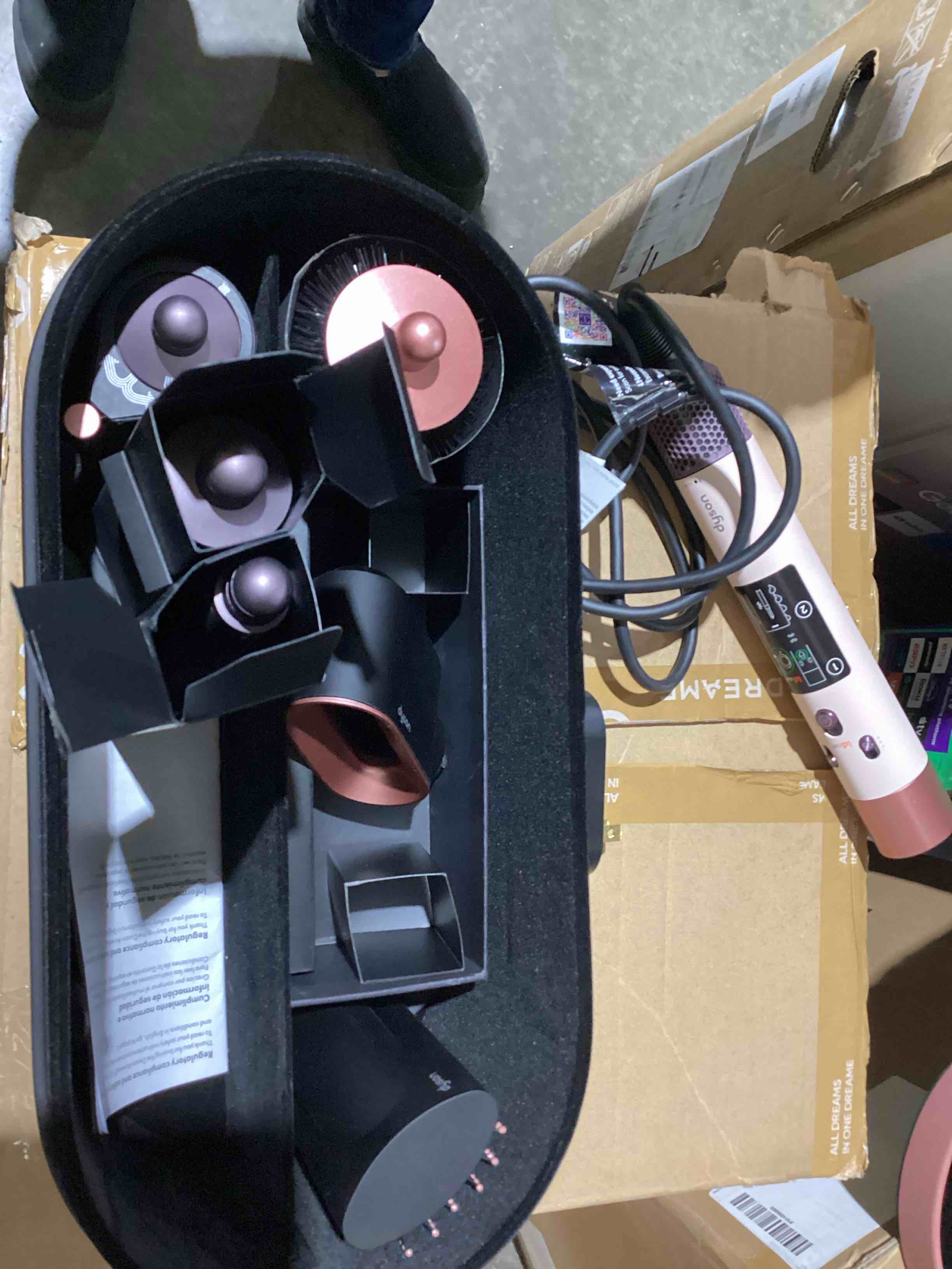 Condition photo showing Good Condition for *powers on not in original box* Dyson Airwrap i.d.™ Multi-Styler, Allure Winner, Bluetooth Connected, No Heat Damage, 6-in-1 Versatility, Intelligent Hair Styler Complete Long for Straight to Wavy Hair - Ceramic Pink