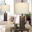 Doroteja 24.5in. Rustic Retro Bedside Nightstand Lamps with 2 USB Ports & AC Outlet,Touch Control Industrial Desk Lamp for Bedroom Entryway,Black with Bronze Bruch