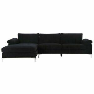 ( Incomplete set ,box 2/2) Divano Roma EXP116-VV-BLK L-Shape Sectional Sofa - Black