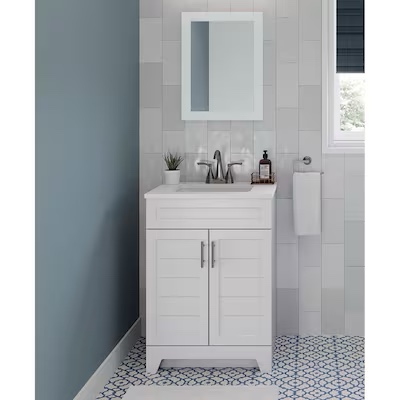 Style Selections Kirkman 24-in White Single Sink Bathroom Vanity with White Cultured Marble Top 