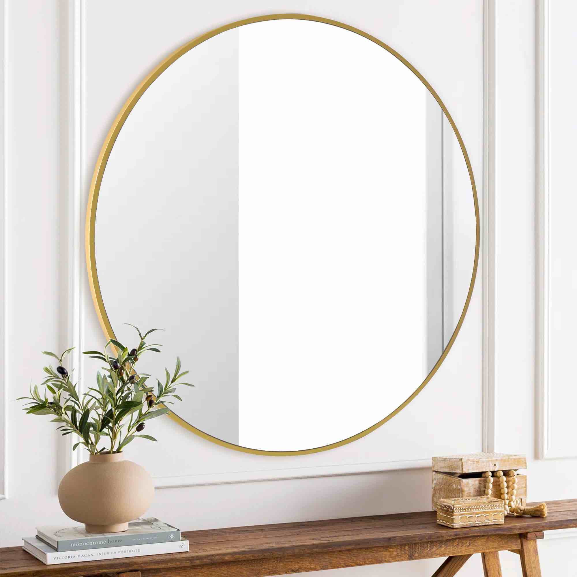 Website for this image Amazon.com: CULER Round Gold Bathroom 36 Inch Mirror,Circle Wall