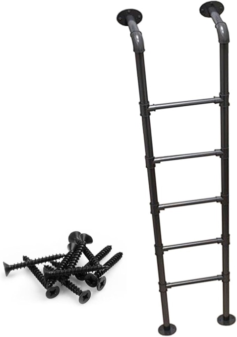 65in Black Wrought Iron Attic Ladder 