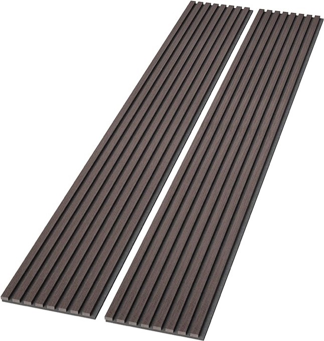 ROOMTEC Acoustic Wood Wall Panels, 94.49” x 12.6” Soundproof Wall Panels, Wood Slat Wall Panels for Wall Decor (Smoking Walnut)