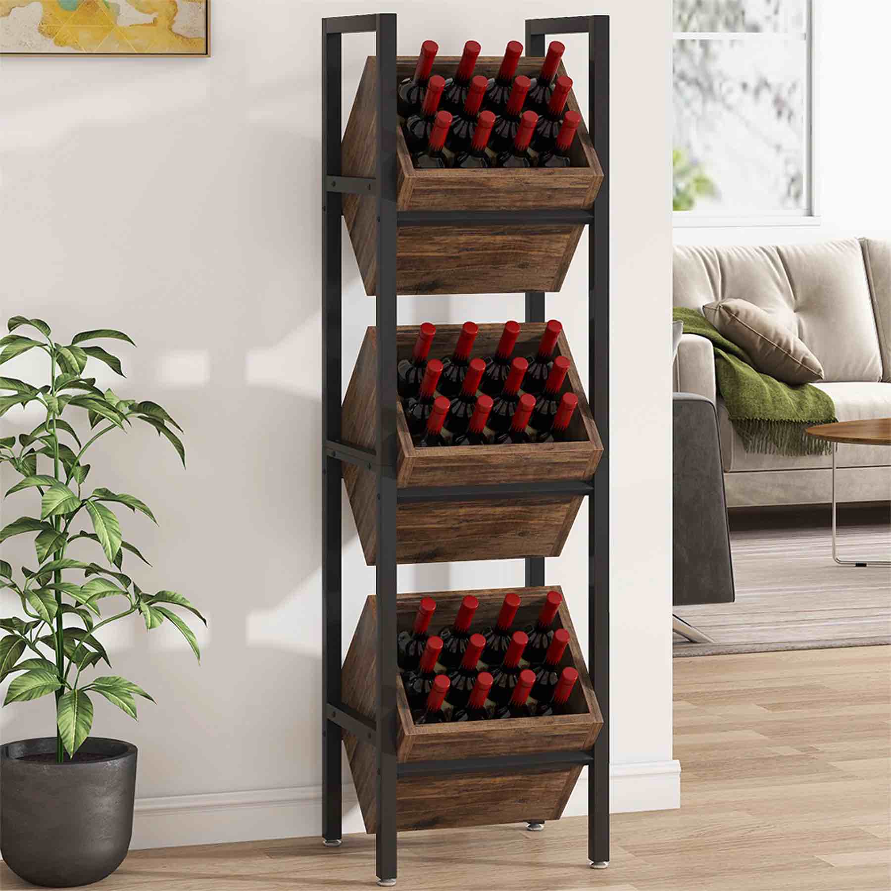 Tribesigns Vintage Wine Rack, 36-Bottle Wooden Wine Storage Cubes