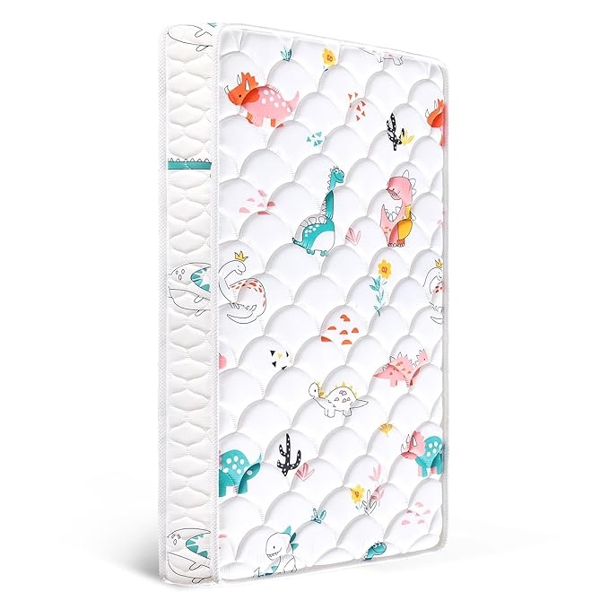Premium Foam Crib & Toddler Mattress–Breathable and Comfort 5 inches Thick Crib mattresses, Non-Toxic, Firm Toddler Bed Mattress 52" x 27.6" x 5", Fits Standard Full-Size Cribs & Toddler Beds–Dinosaur