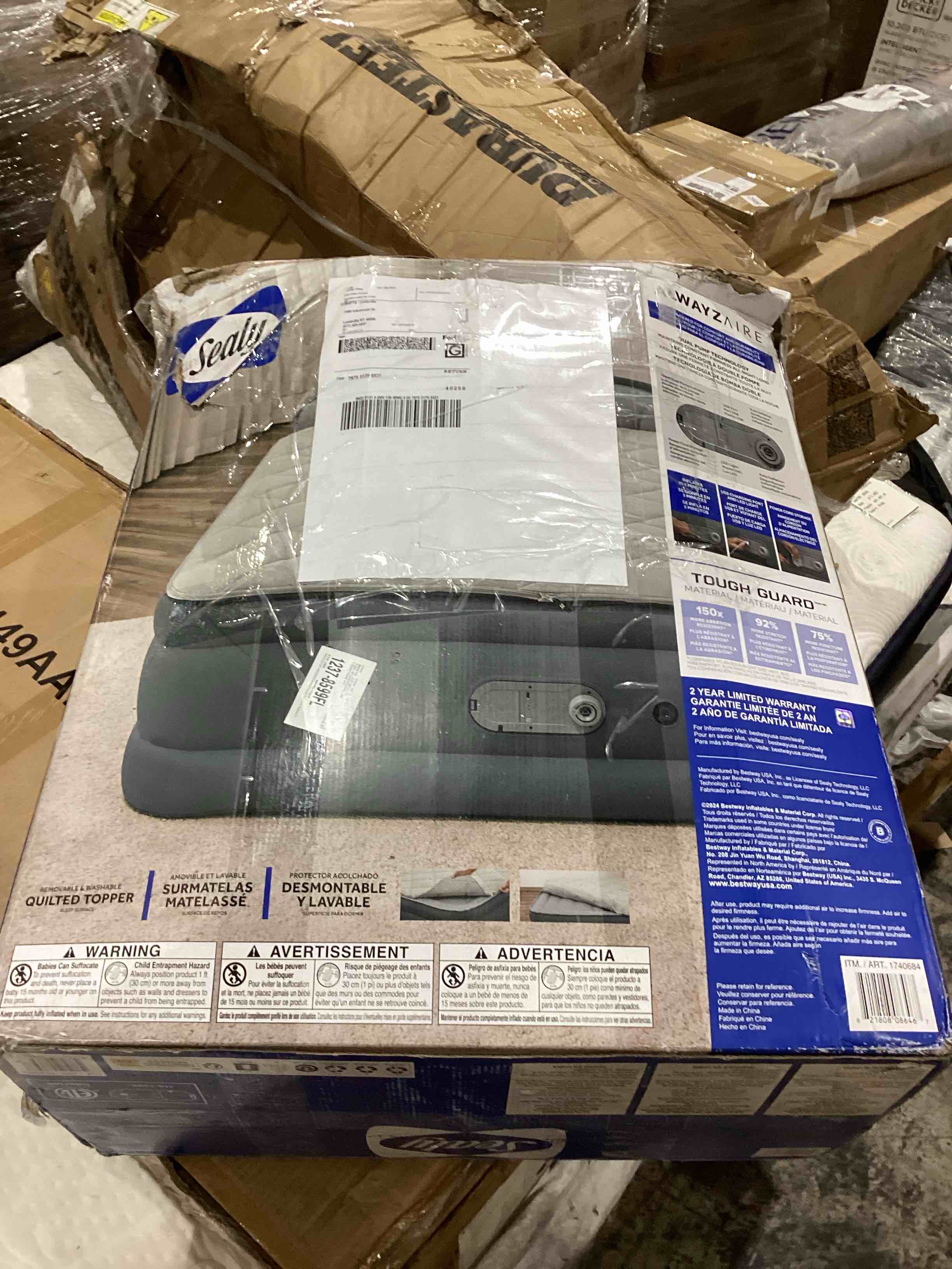 SEALY AlwayzAire Tough Guard Quilted Topper Air Mattress  Queen