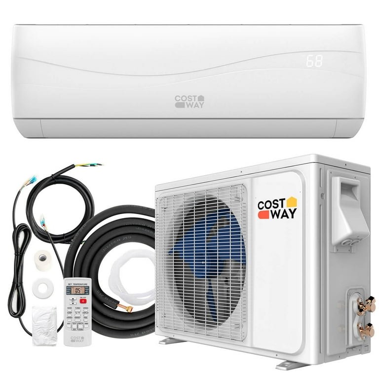 incomplete))))) Costway Split Air Conditioner & Heater Wall Mount AC Unit with Remote Control