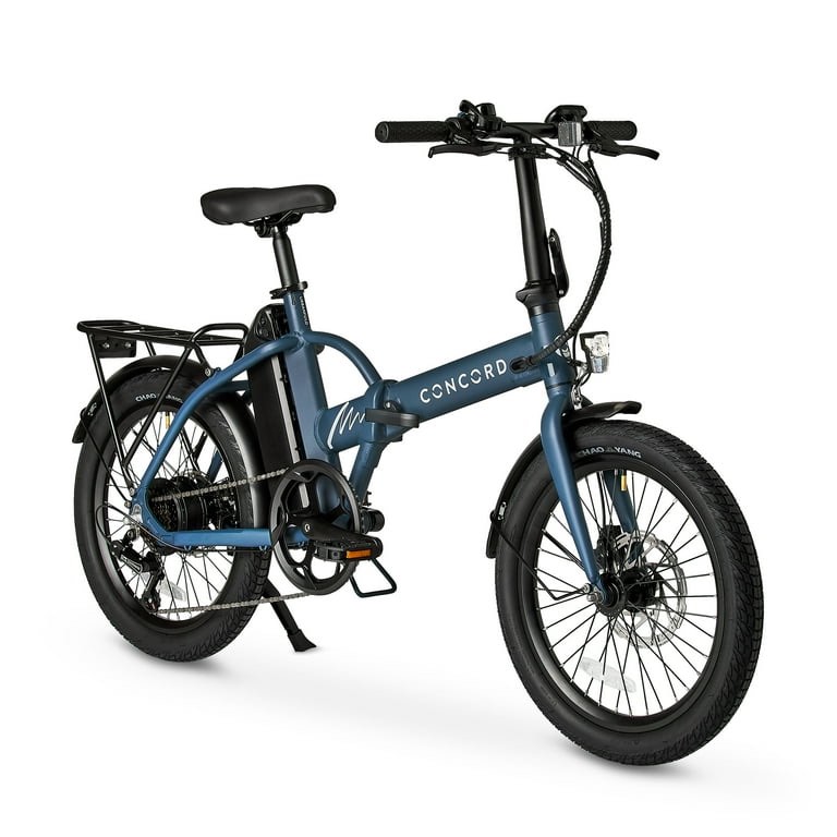 concord 20" urbanfold electric folding bike, 36v, class 2, blue, fits riders 4'11" - 6'2", adult, unisex