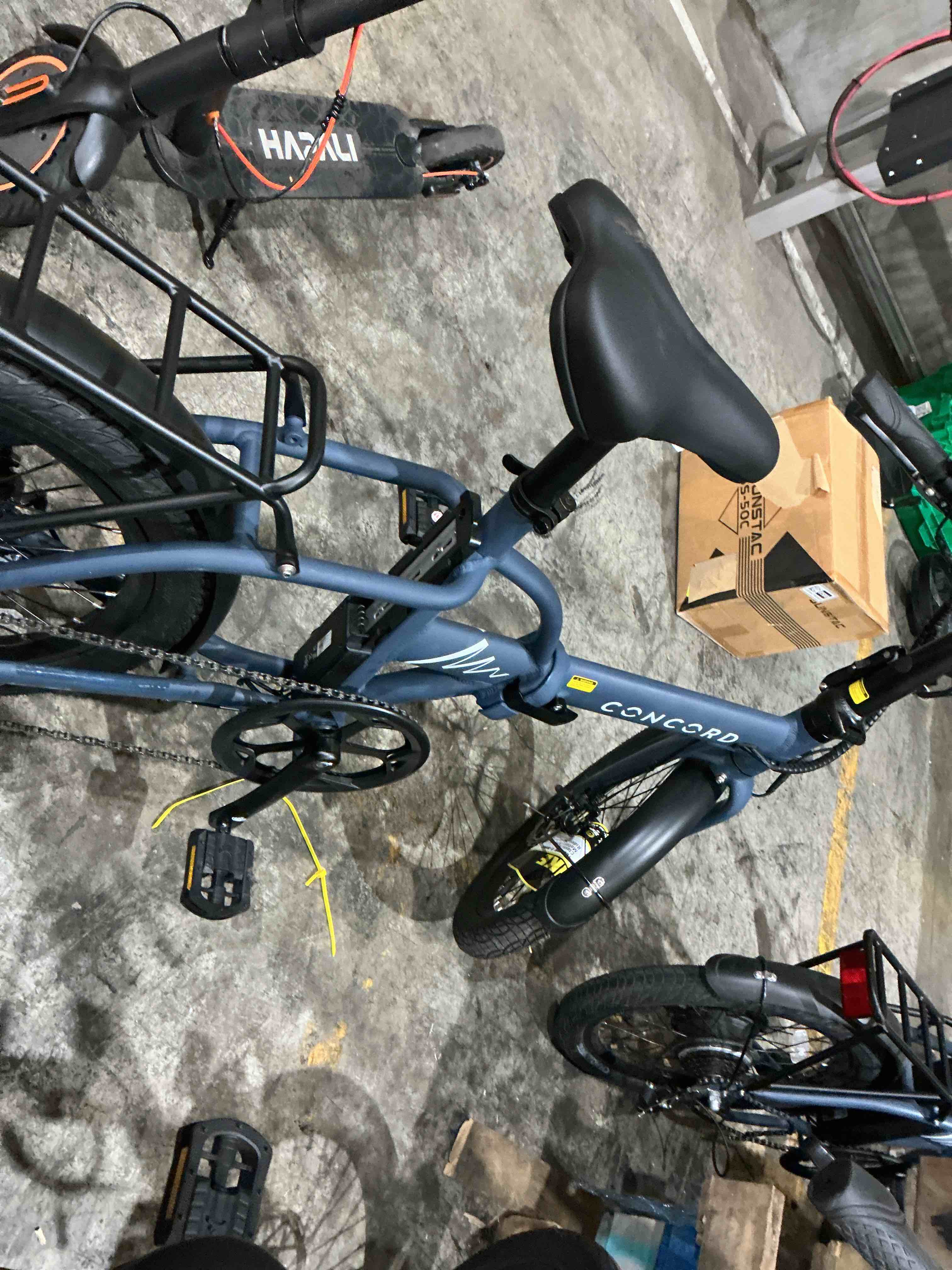 Condition photo showing As Is for concord 20" urbanfold electric folding bike, 36v, class 2, blue, fits riders 4'11" - 6'2", adult, unisex