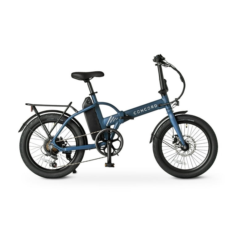 concord 20" urbanfold electric folding bike, 36v, class 2, blue, fits riders 4'11" - 6'2", adult, unisex