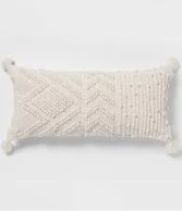 Oversize Embroidered Textured Lumbar Throw Pillow Cream - Opalhouse™