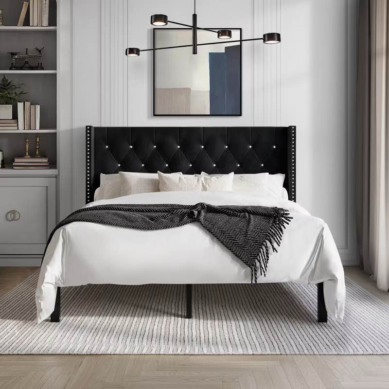 ChaletPosh Velvet Upholstered Bed