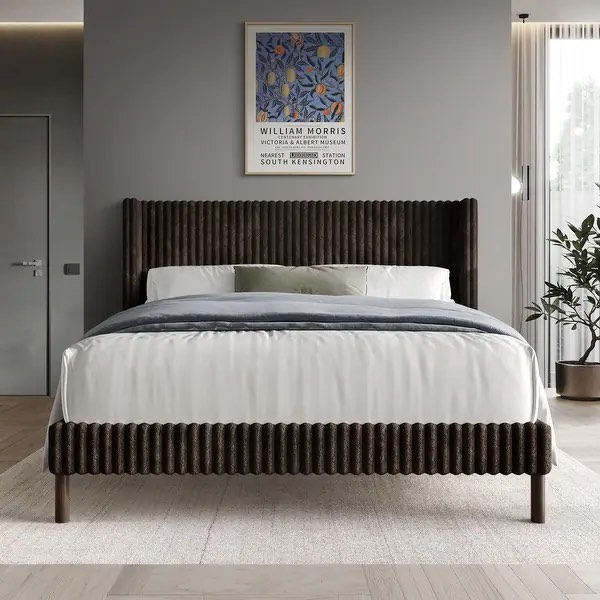CraftPorch Sophistique Wingback Velvet Upholstered Bed (King)
