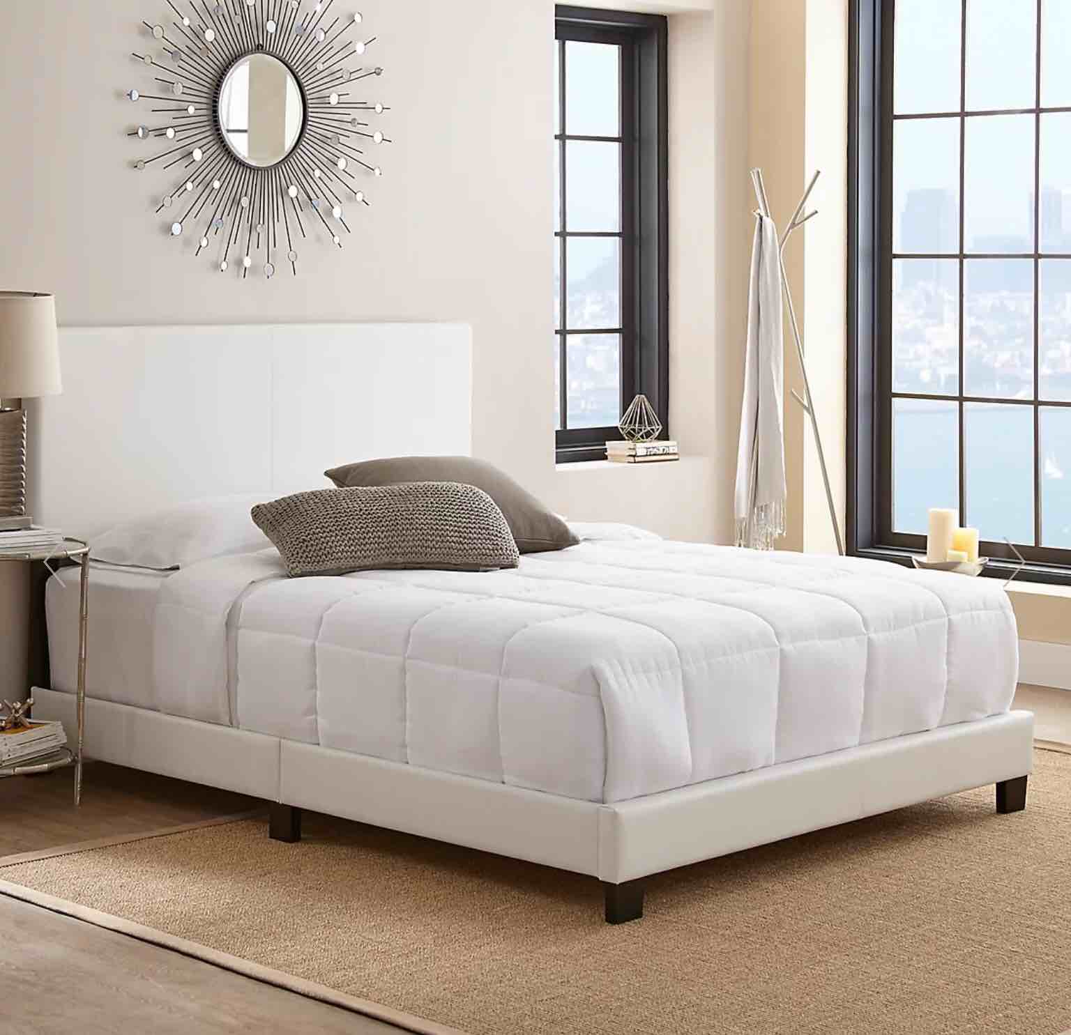 Contour Rest Garnet King Size Simulated Leather Platform Bed Frame - White