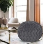 Faux Fur Bean Bag Chair, Grey-4ft Cozy and Stretchable Fabric Lounger for Children and Adults with Easy-Clean Cover, Comfortable Faux Fur Seating for Bedrooms, Filled with Shredded and Memory Foam