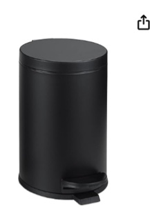 mDesign Metal 1.3 Gallon/5 Liter Round Step Trash Wastebasket, Garbage Container Bin with Lid for Bathroom, Powder Room, Bedroom, Kitchen, Craft Room, Office - Removable Liner Bucket - Navy Blue