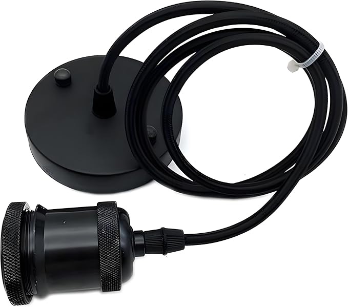 Vintage Pendant Light Fitting Retro Industrial Style E27 Lamp Holder,1.5M Braided Cord Ceiling Rose Peadant Light Kits