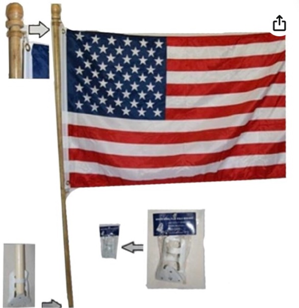 ( similar ) AES 5'Wooden Non Furl Tube Flag Pole Kit w/ 2.5'x4' American Flag w/Bracket