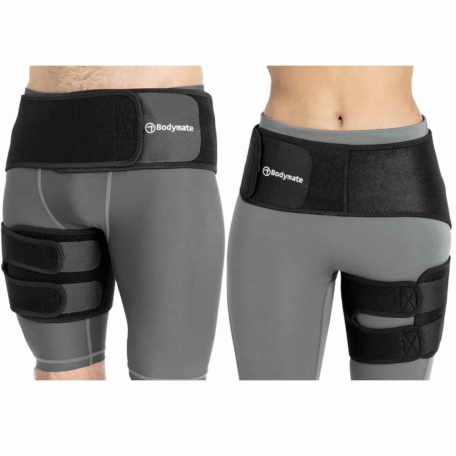 Bodymate Bodymate Hip Brace for Sciatica Pain Relief | SI Belt/Sacroiliac Belt | Hip Pain| Compression Wrap for Thigh, Hamstring, Joints, Arthritis, Pulled Muscles | For Men, Women (Medium,