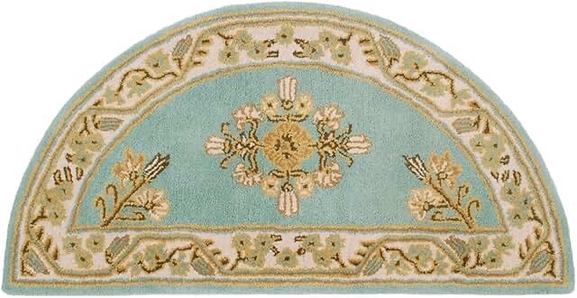 Minuteman International Winter Green Jardin Wool Hearth Rug, Half Round