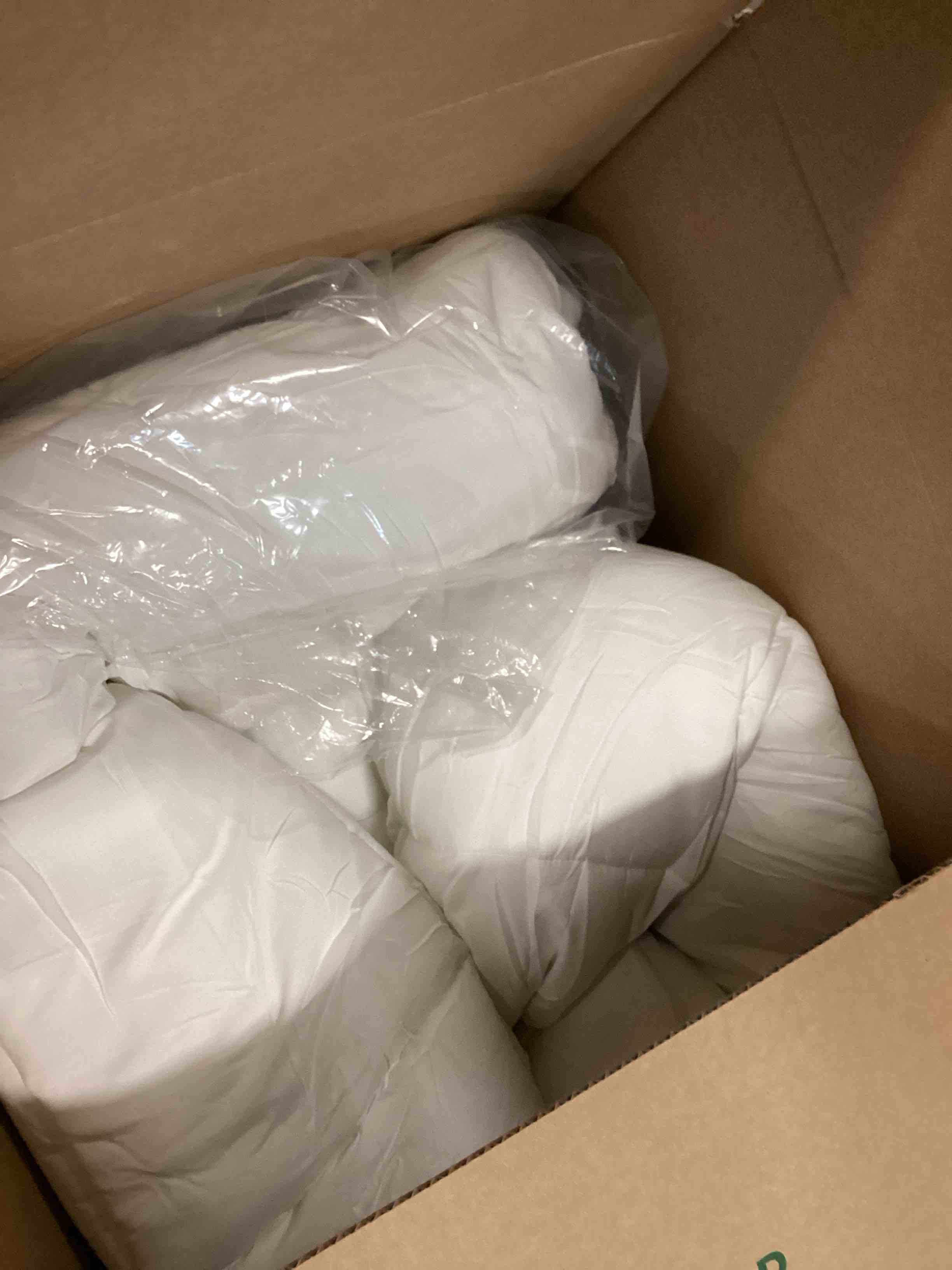 Condition photo showing As Is for LINENSPA White Down Alternative Comforter and Duvet Insert - All-Season Comforter - Box Stitched Comforter - Bedding for Kids, Teens, and Adults - Queen