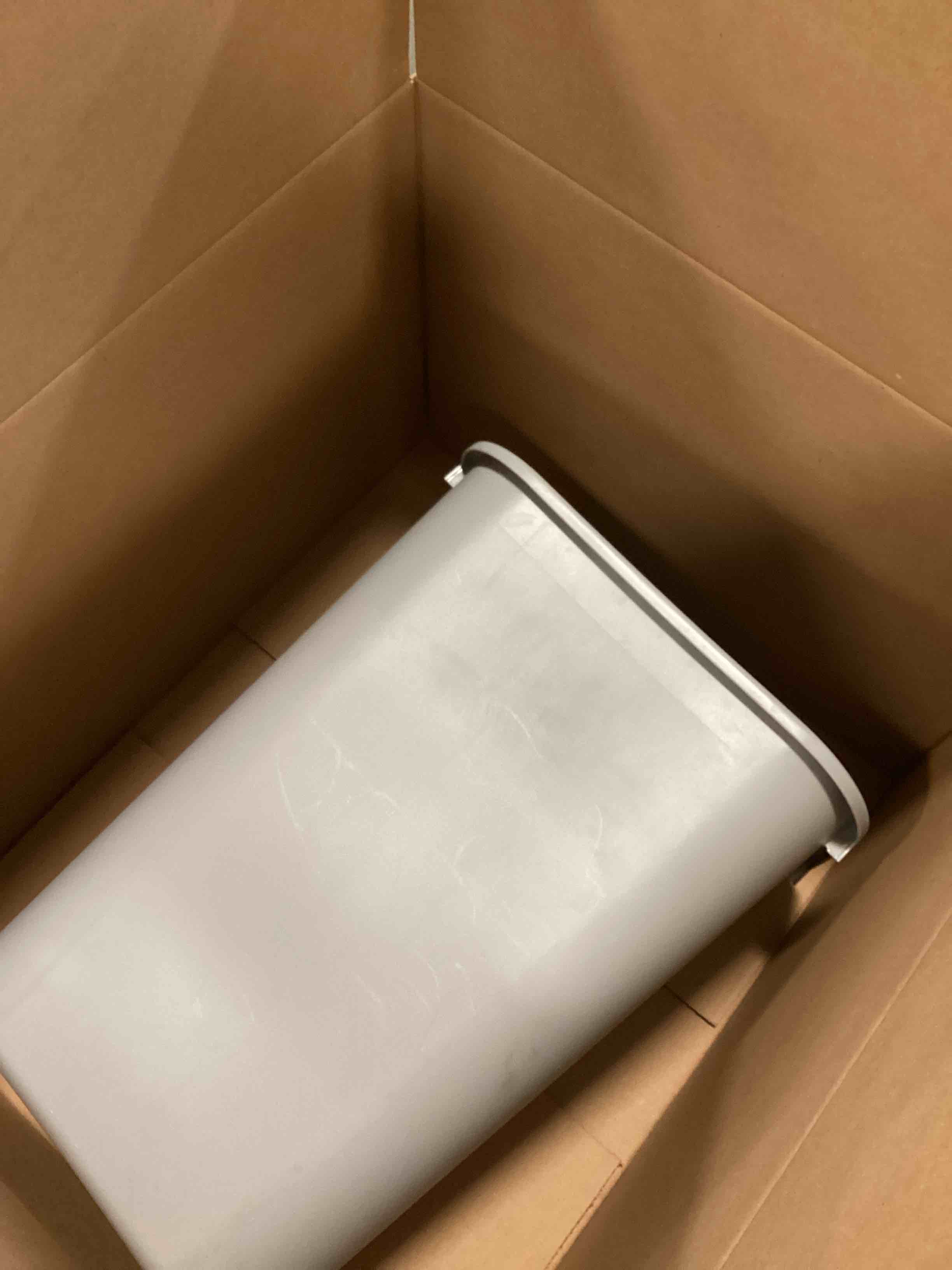 Condition photo showing As Is for Rubbermaid Commercial Products 41QT/10.25 GAL Wastebasket Trash Container, for Home/Office/Under Desk, Gray (FG295700GRAY)