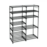 Mainstays Shoe Rack Ajustable de 7 Niveles con Ganchos, Negro, Soporta hasta 21 Pares de Zapatos