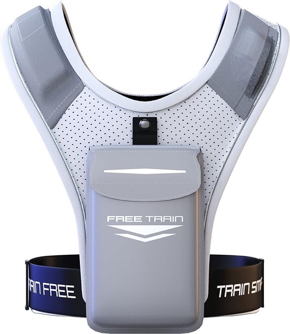 Freetrain VR Vest - The Original Training and Running Vest Chest Phone Holder - Silver - Reflective Workout Gear - Breathable, Durable, Lightweight, Water Resistant - Adjustable Waistband for Snug Fit