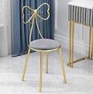 Gluck Plants Modern Makeup Vanity Chair Stool,Cute Butterfly Stool Chair Ottoman Bench Metal Bench Legs Gold Dining Chair for Kitchen Bedroom Living Room (White Flannel) White Flannel Large