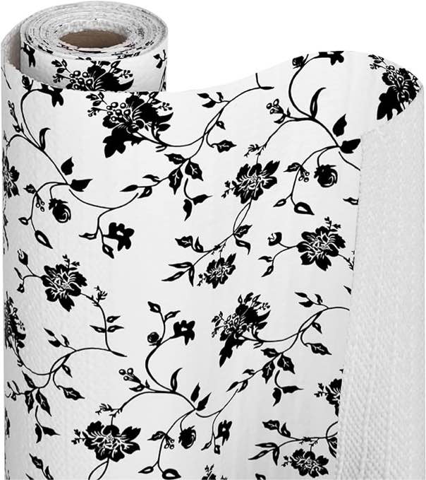 (similar) Smart Design Bonded Grip Shelf Liner - 12 Inch x 10 Feet - Non Adhesive, Strong Grip Bottom, Easy Clean Kitchen Drawer, Cabinet, Cupboard Dresser Protector Cover, Non Slip Rubber Mat - Wisteria Black