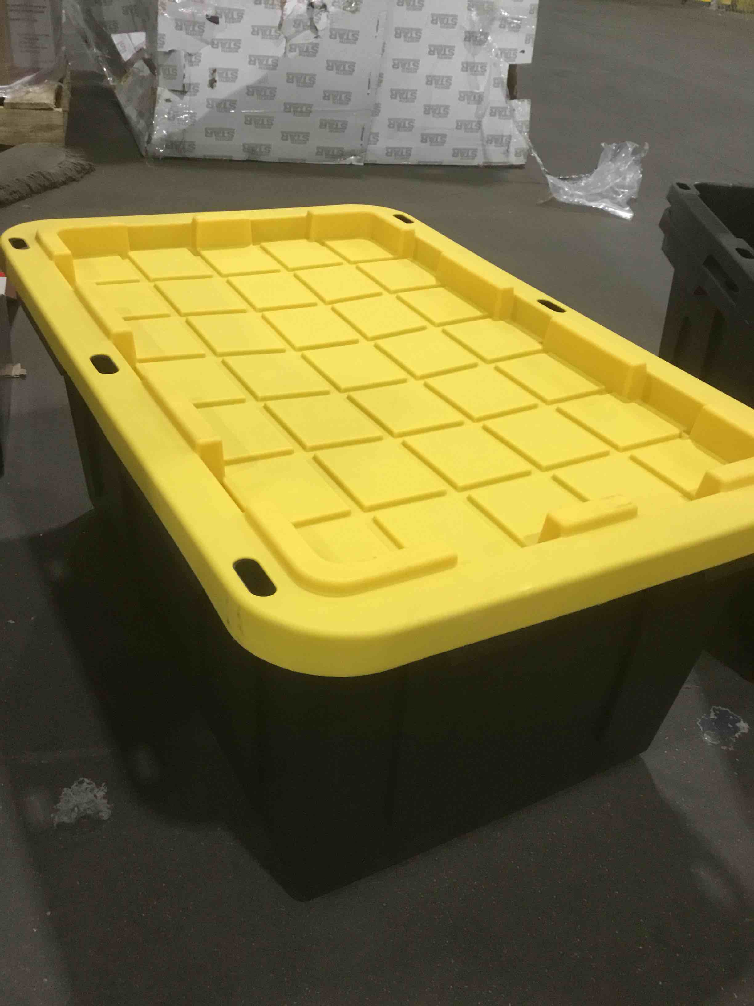 ONE ONLY INCLUDED***  CX BLACK & YELLOW®, 27-Gallon Heavy Duty Tough Storage Container & Snap-Tight Lid, (14.3”H x 20.6”W x 30.6”D), Weather-Resistant Design and Stackable Organization Tote 