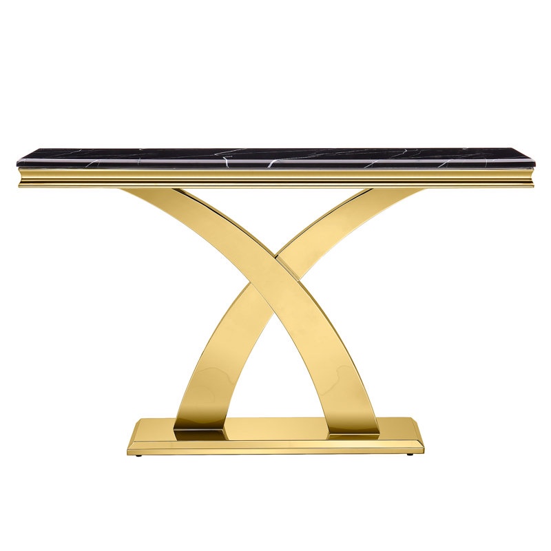 Lissia 50" Black Entryway Table With Metal X Base