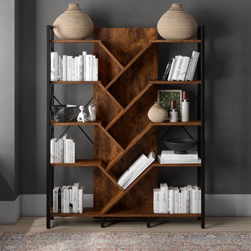 Mong 70" H x 55"W Display Shelves Wood Etagere Bookcase