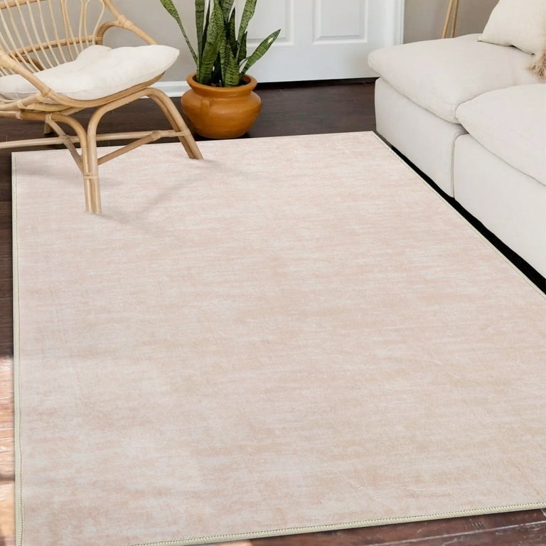 HOMERRY Pink Machine Washable 9' x 12' Area Rug Non-Slip Indoor Area Rug Modern Solid Area Rug Large Contemporary Area Rug for Bedroom Living Room