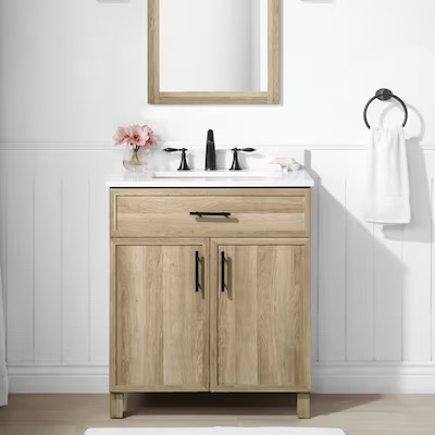 Style Selections Dolton 30-in Natural Oak Undermount Single Sink Bathroom Vanity with