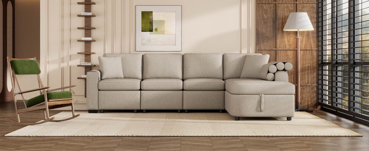( incomplete 2 of 4 ) 109.8?L Shaped Couch Sectional Sofa With Storage
