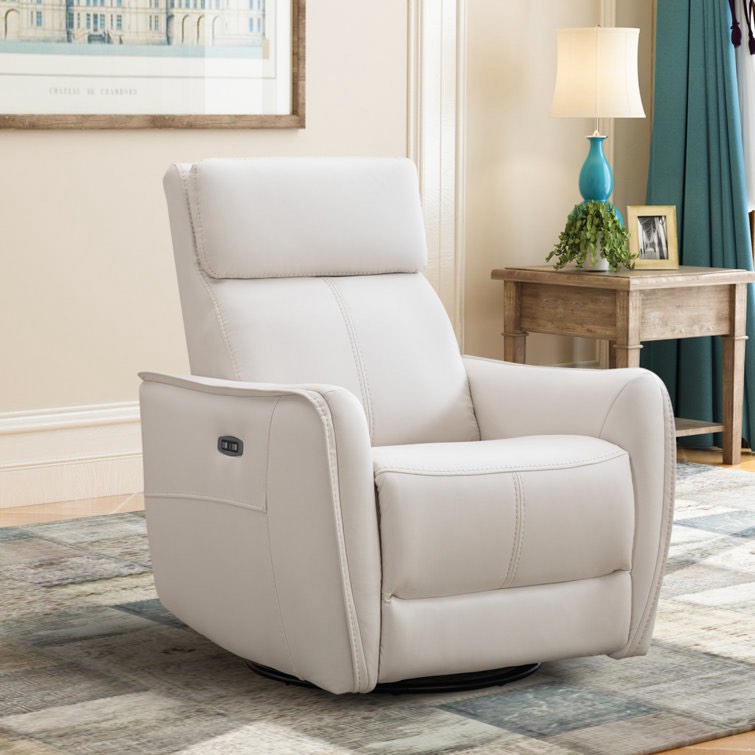 32.3" Wide Contemporary Swivel and Rocker Power Recliner Chair with USB Portwayfair