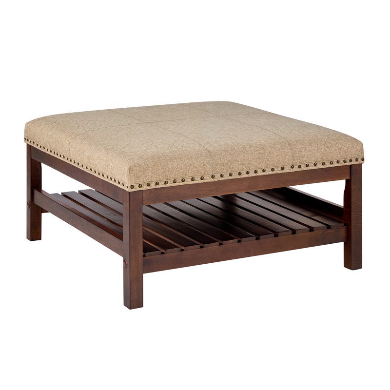 Wilm Coffee Cocktail Ottoman with Storage Shelf