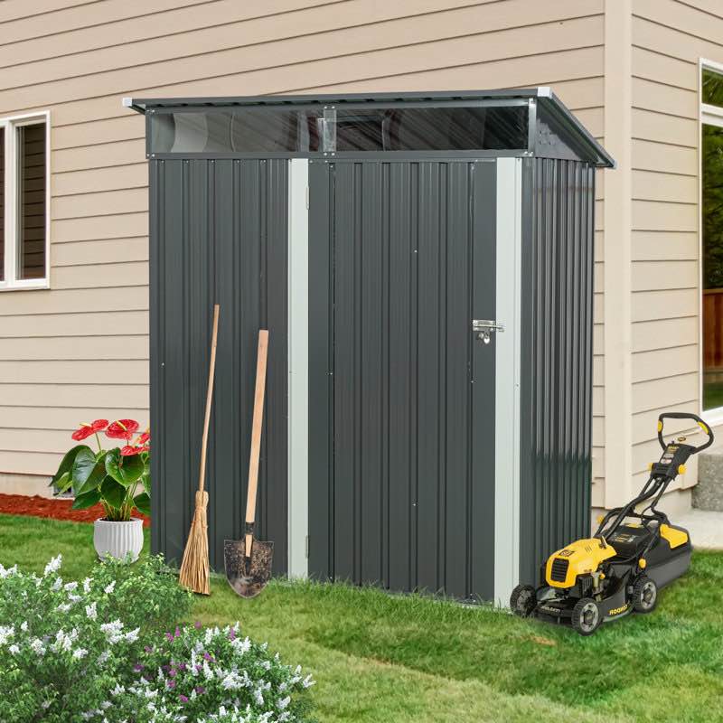 5X3 Metal Outdoor Storage Shed Gray With Transparent Platewayfair