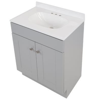 ( Damaged ) Project Source Dover 24-in Gray Single sink Bathroom Vanity with White Cultured marble Top Item #2694471 | Model #R39 VBCU2418