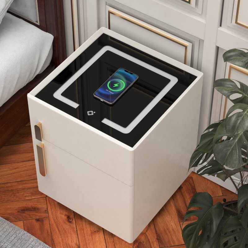 Kendrianna Nightstand with Safe Box and LED Lights and Wireless Chargewayfair