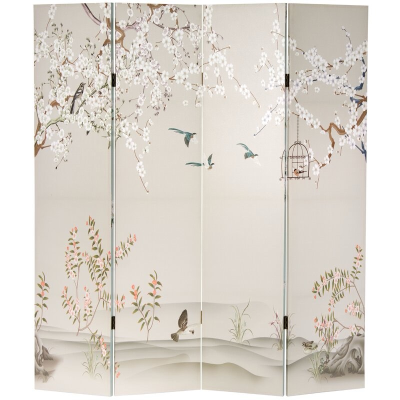 Floribel 64" W x 71" H 4 - Panel Canvas Folding Room Divider